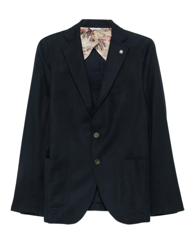Manuel Ritz notched-lapel single-breasted cotton blazer - Blau Blau