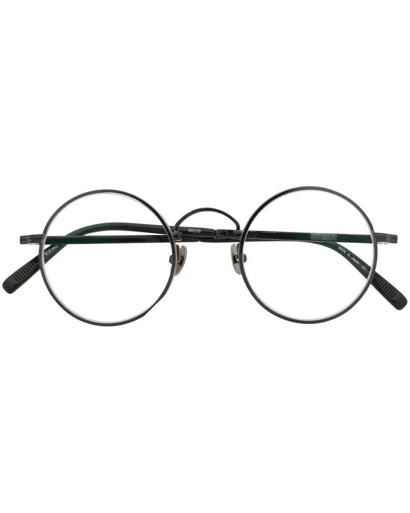 MATSUDA Runde Brille mit Logo-Gravur - Schwarz Schwarz