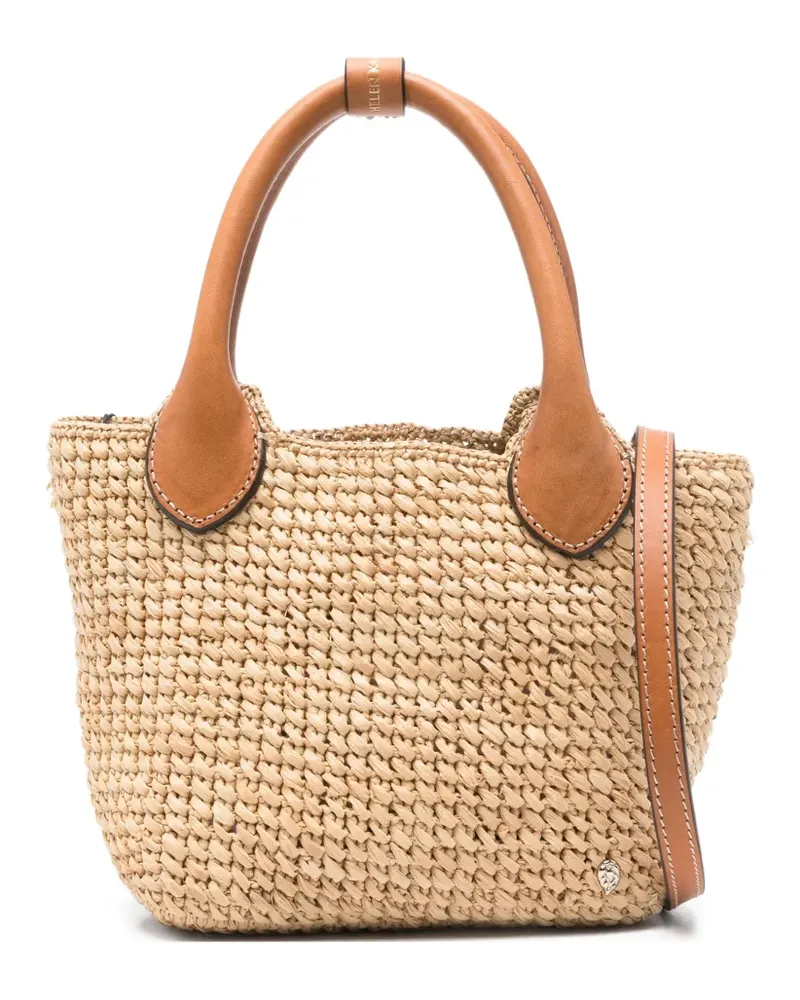 Helen Kaminski Tote Bag aus Raffiabast mit Lederbesatz - Nude Nude