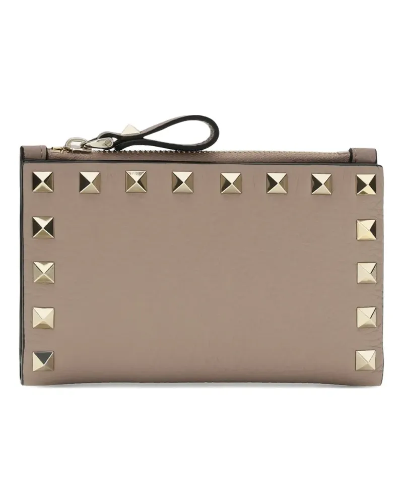 Valentino Garavani Rockstud leather card holder - Nude Nude