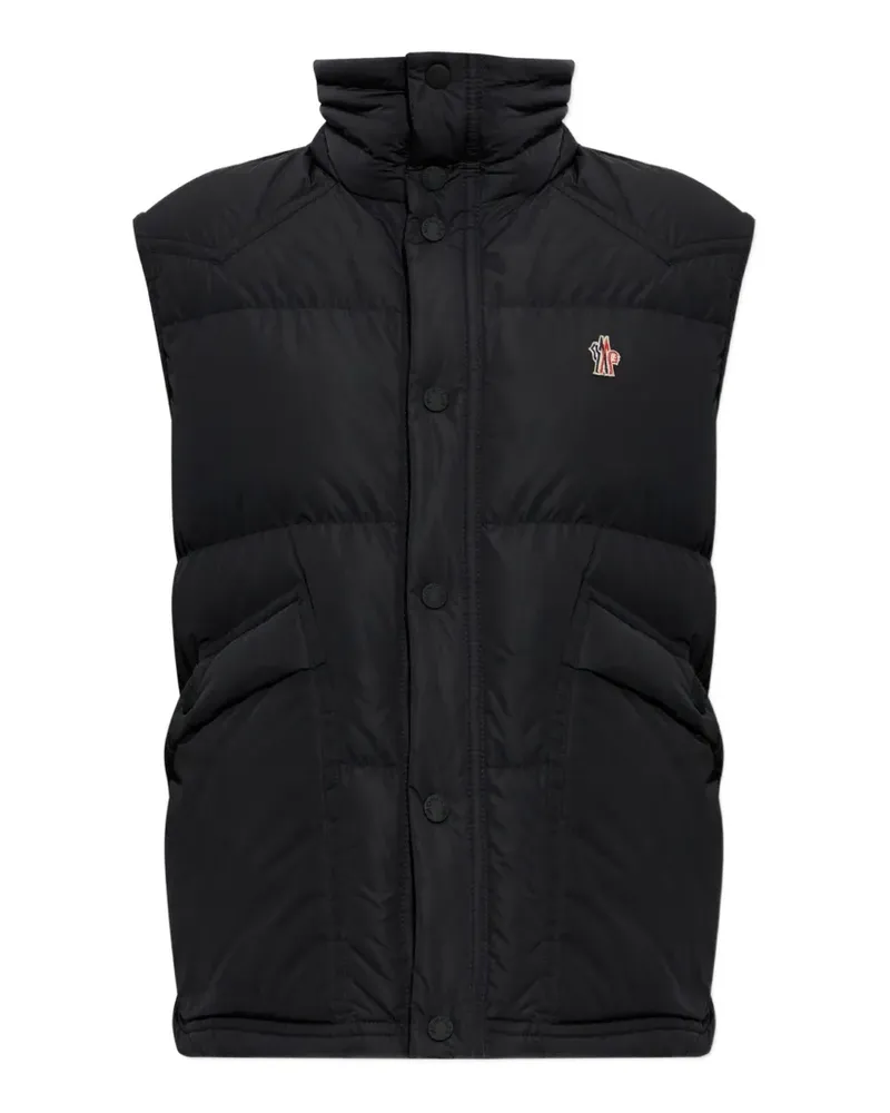 Moncler Gesteppte Weste mit Logo-Patch - Schwarz Schwarz