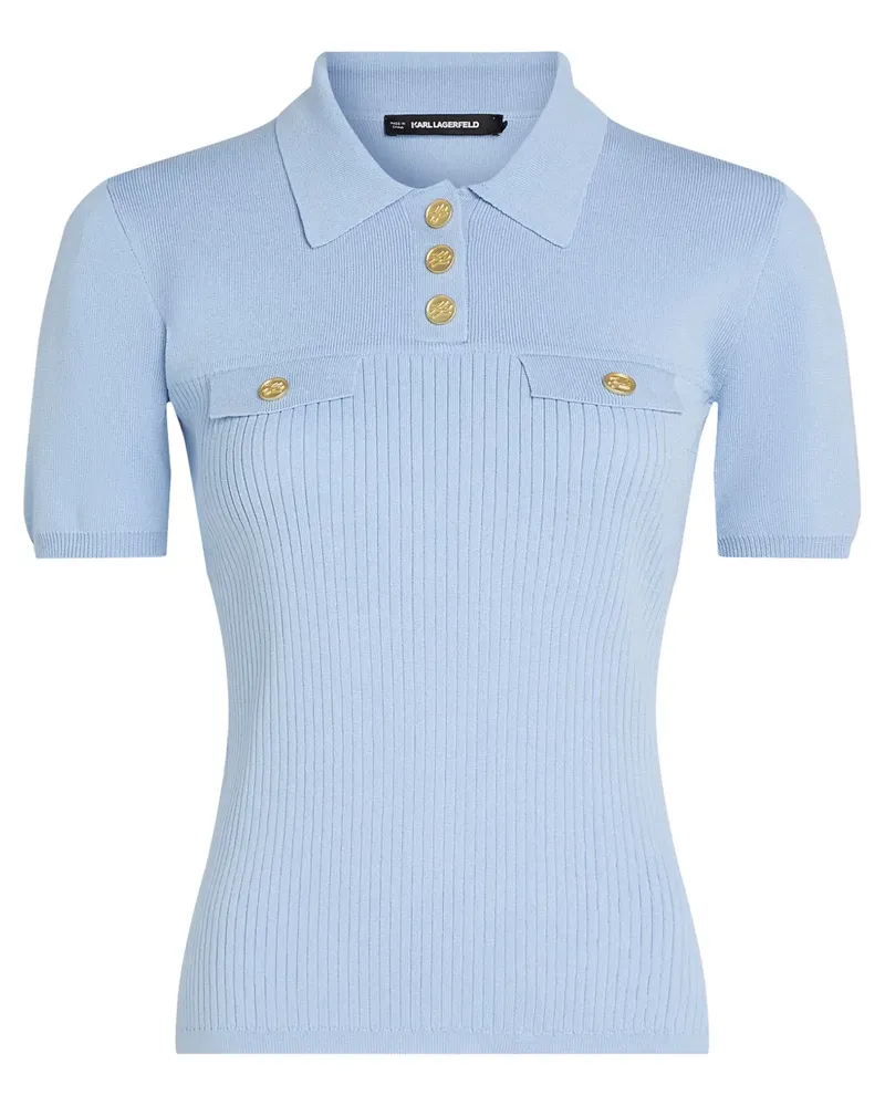 Karl Lagerfeld Poloshirt mit graviertem Logo-Knopf - Blau Blau