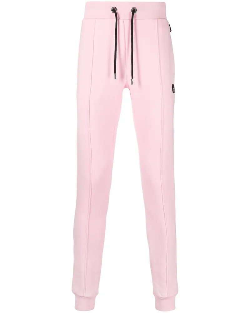 Philipp Plein Schmale Jogginghose mit Logo-Patch - Rosa Rosa