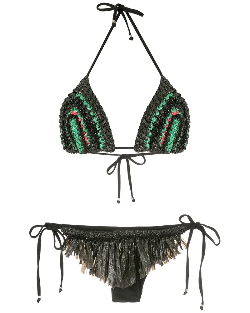 Amir Slama Gehäkelter Bikini - Schwarz Schwarz