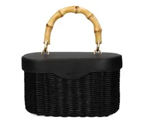 Shopper mit Bambushenkeln - Schwarz
