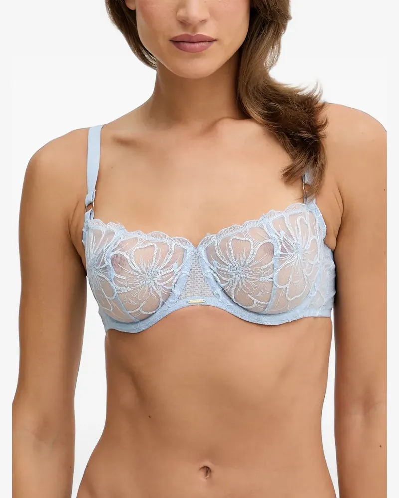 Chantelle Fleurs floral-embroidered mesh bra - Blau Blau