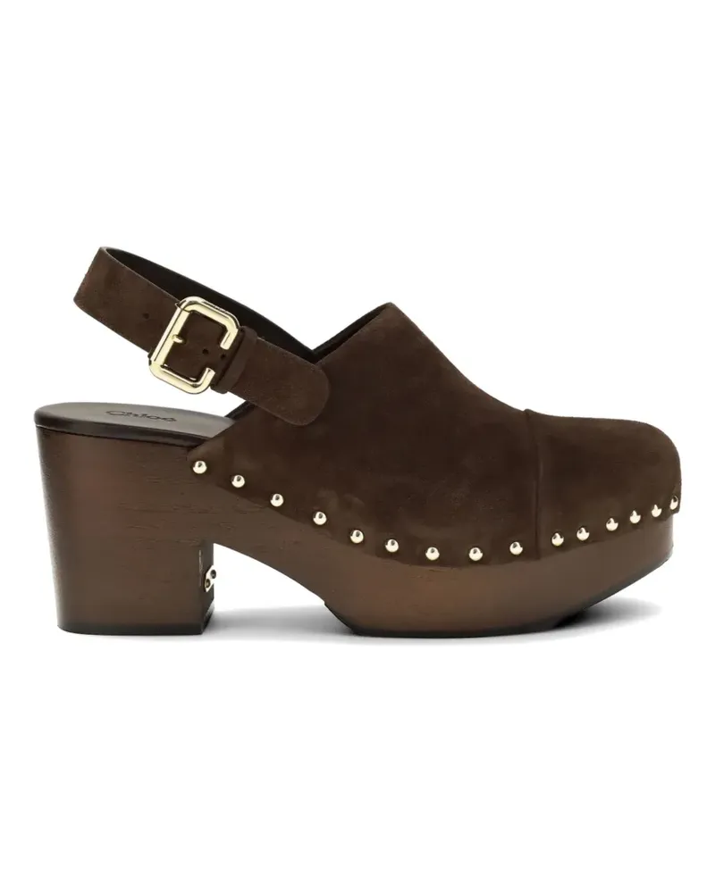 Chloé Jeannette stud-embellished heeled mules - Braun Braun