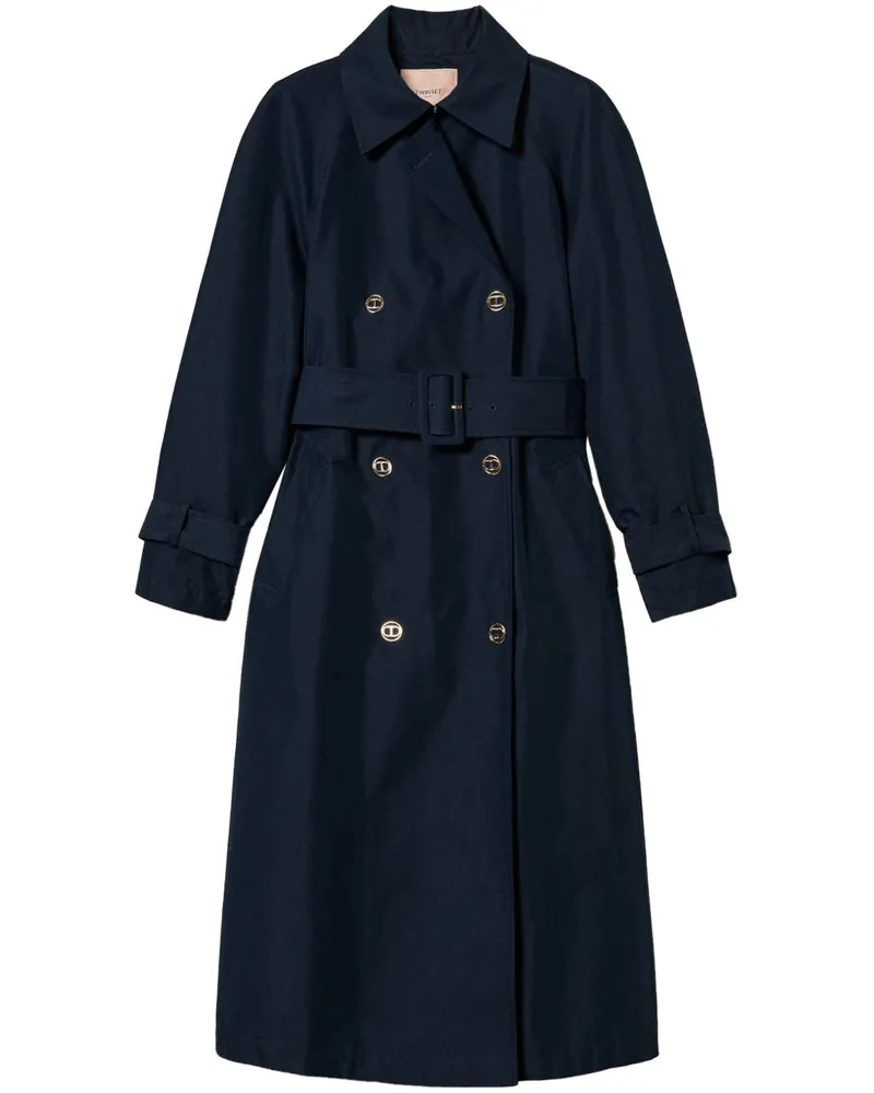 Twin-Set Twill-Trenchcoat - Blau Blau