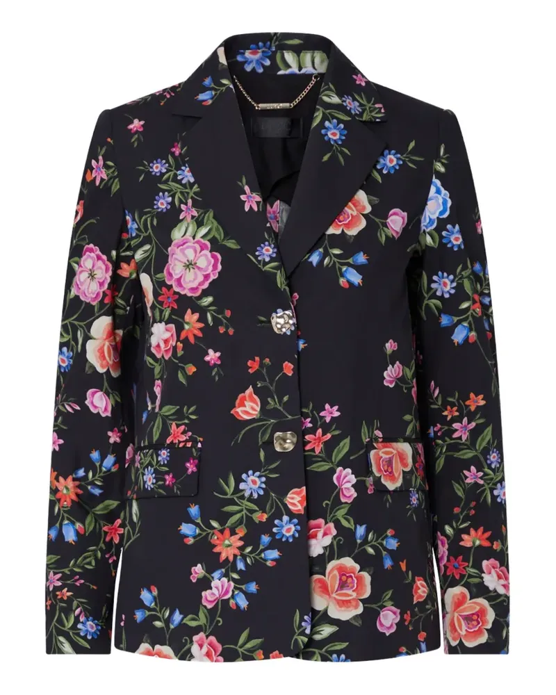 Liu Jo floral-print hammered-button blazer - Schwarz Schwarz