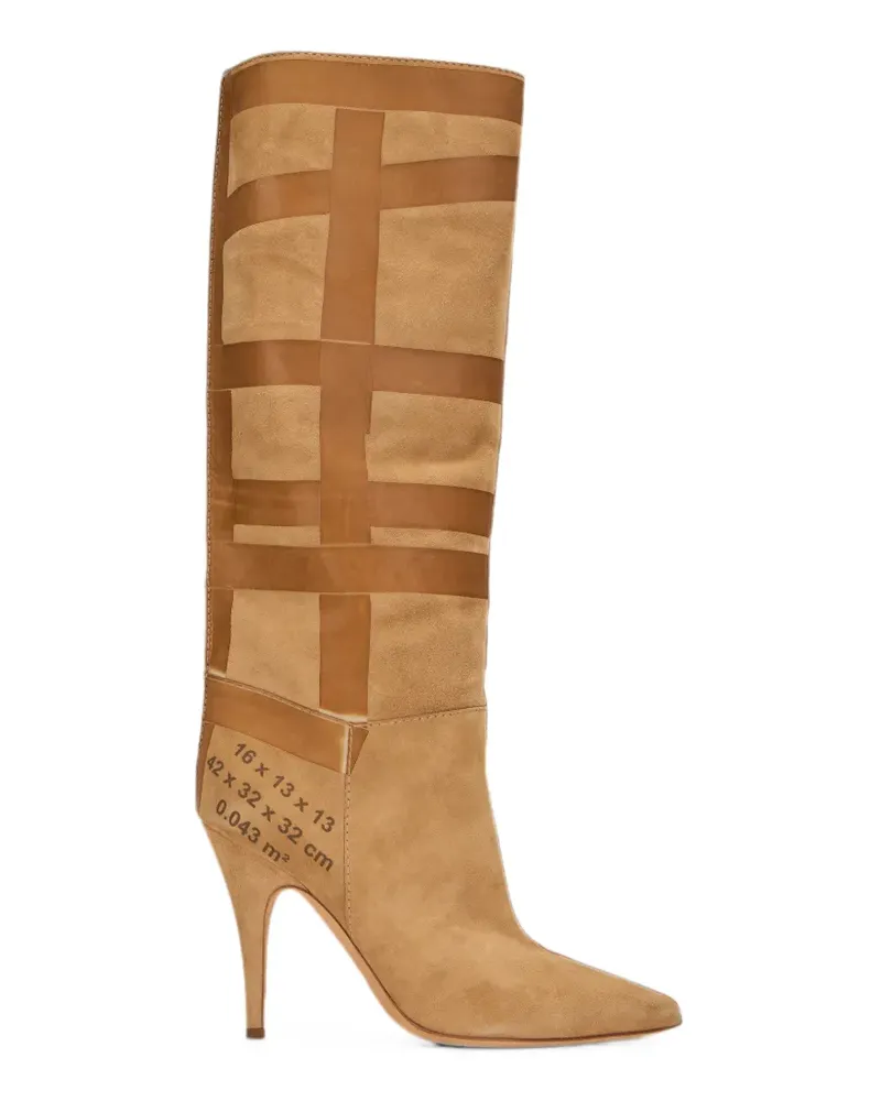 Moschino tape-detail knee-high boots - Braun Braun