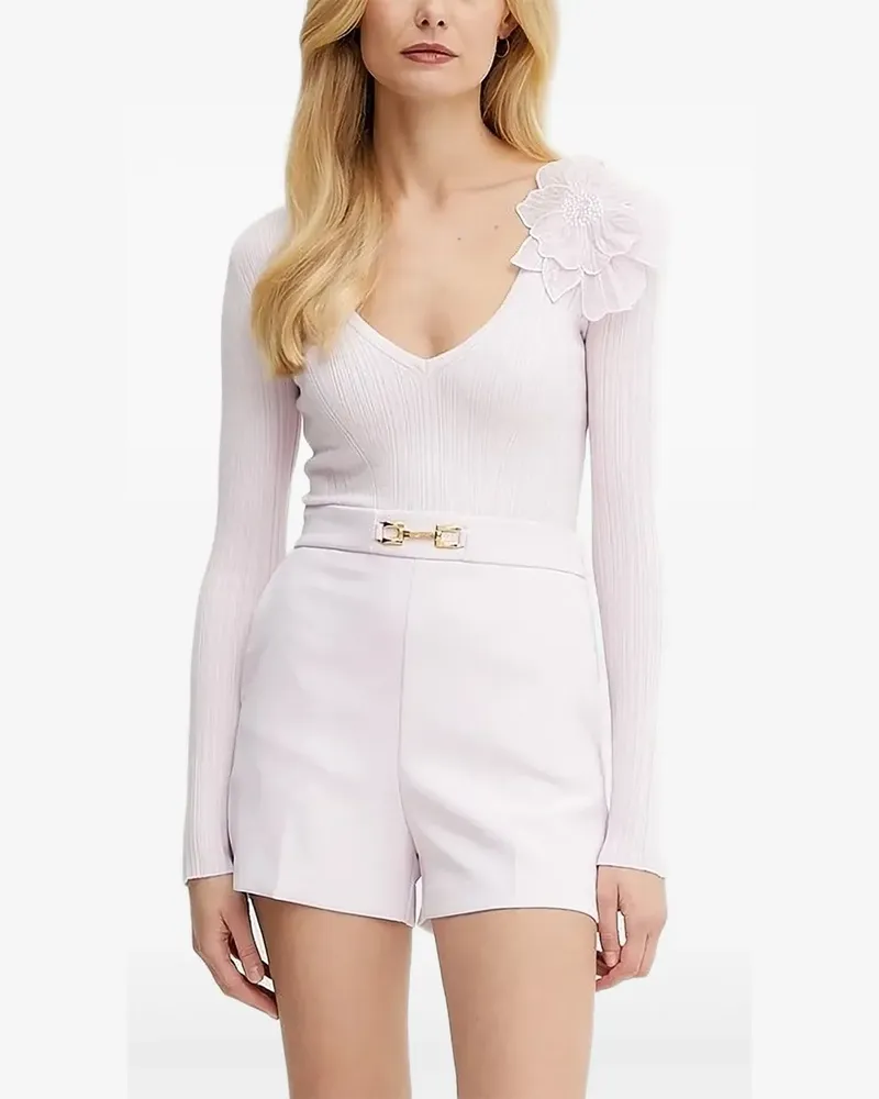 Elisabetta Franchi T-Shirt mit Blumenverzierung - Rosa Rosa