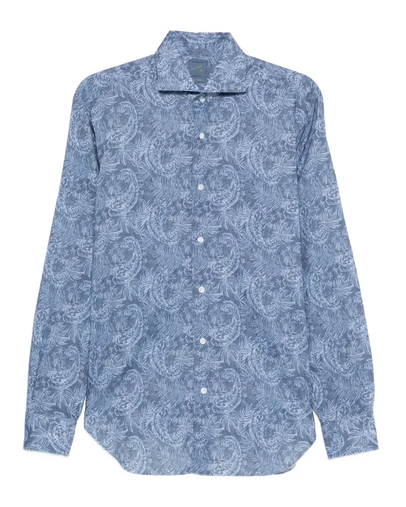 BARBA paisley-print long-sleeve shirt - Blau Blau