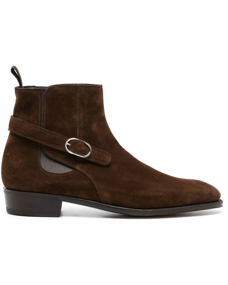 John Lobb Wildlederstiefel mit mandelförmiger Kappe - Braun Braun