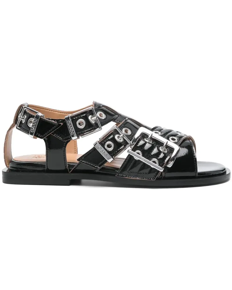 Ganni Sandalen mit Ösen - Schwarz Schwarz
