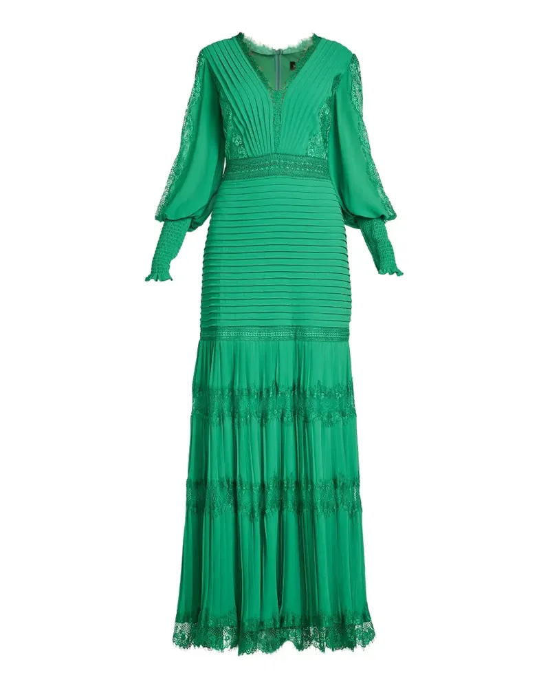 Tadashi Shoji maxi Nyssa Bishop lace-panelled pleated dress - Grün Grün