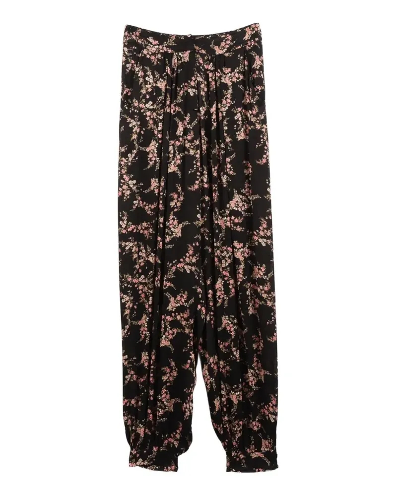 Twin-Set floral-print wide-leg trousers - Schwarz Schwarz