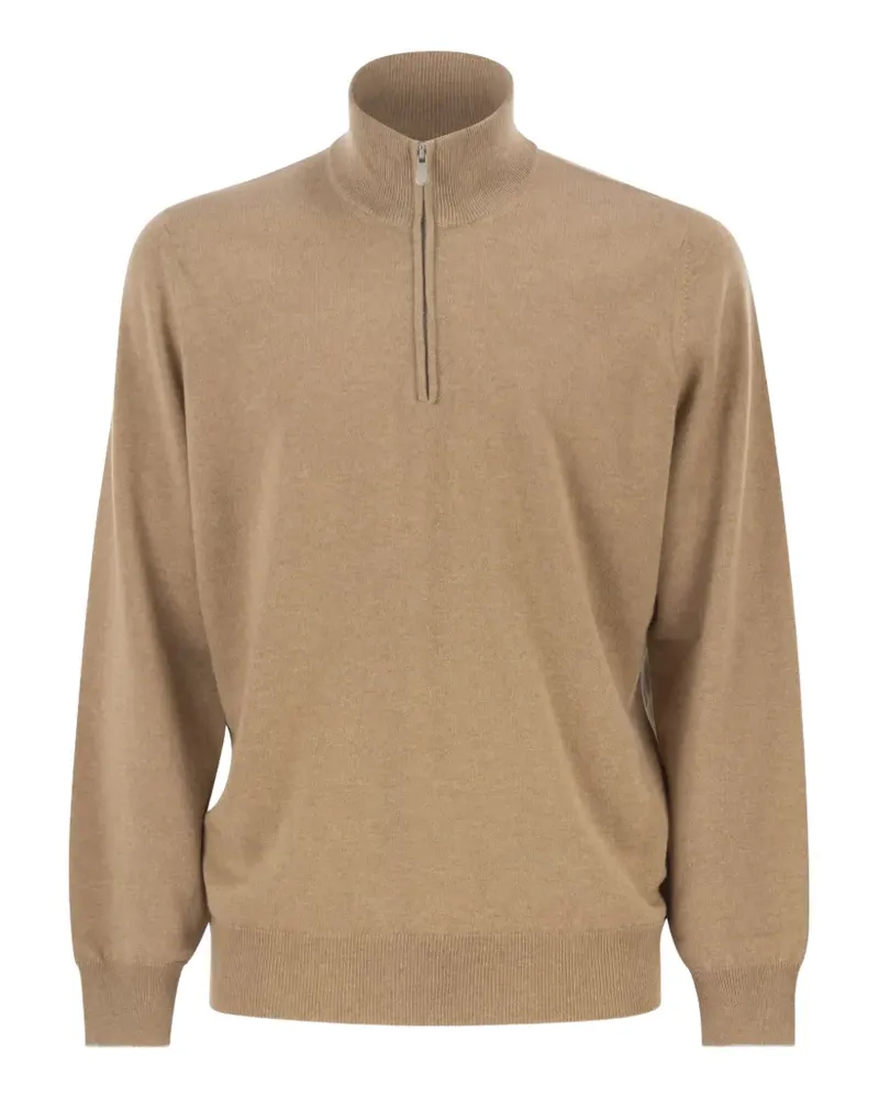 Brunello Cucinelli zip-up cashmere sweater - Nude Nude