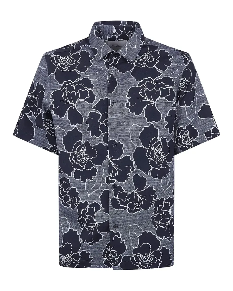 LES DEUX Charlie Poppy floral shirt - Blau Blau