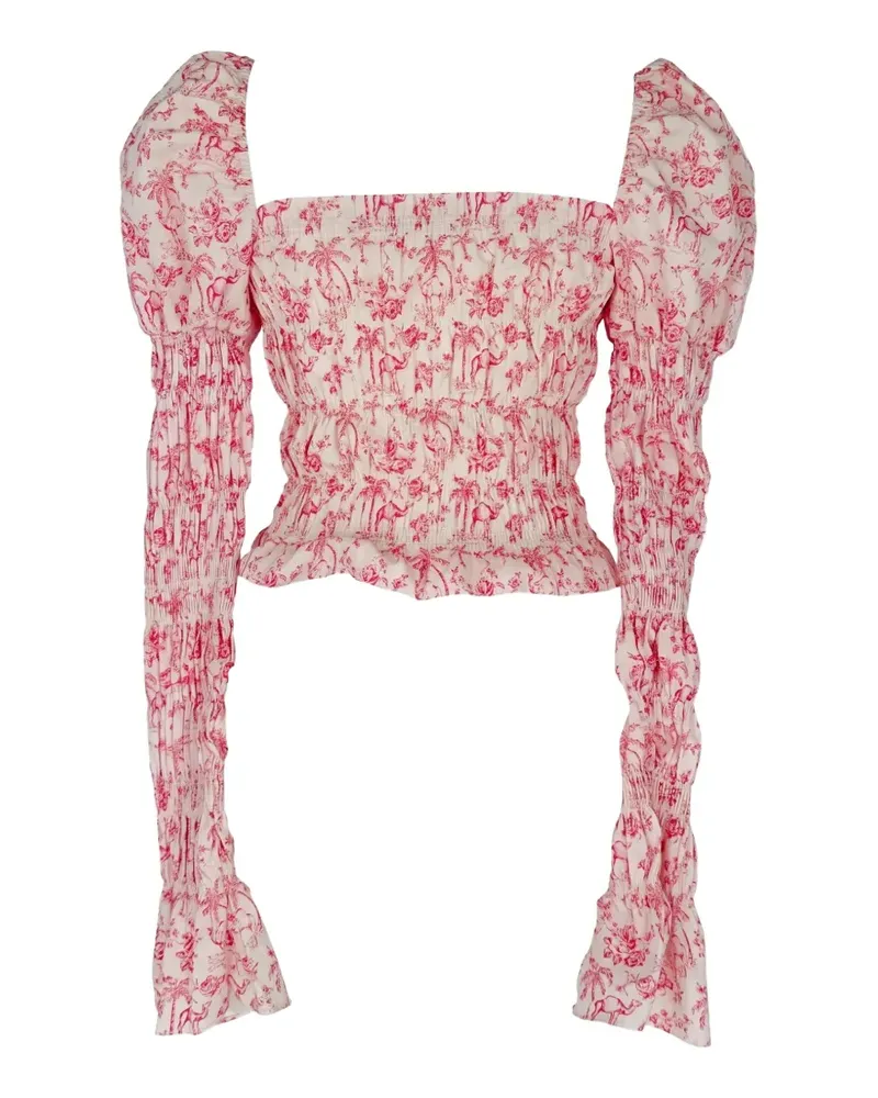 Caroline Constas Geraffte Delilah Bluse - Weiß Weiß