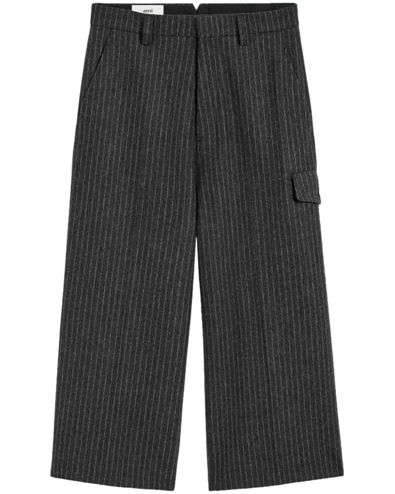 AMI Paris Military Bermudas mit Streifen - Grau Grau