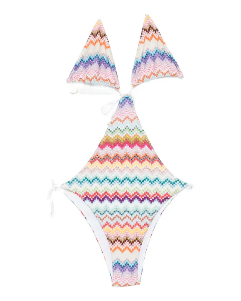 Missoni zig-zag pattern swimsuit - Weiß Weiß