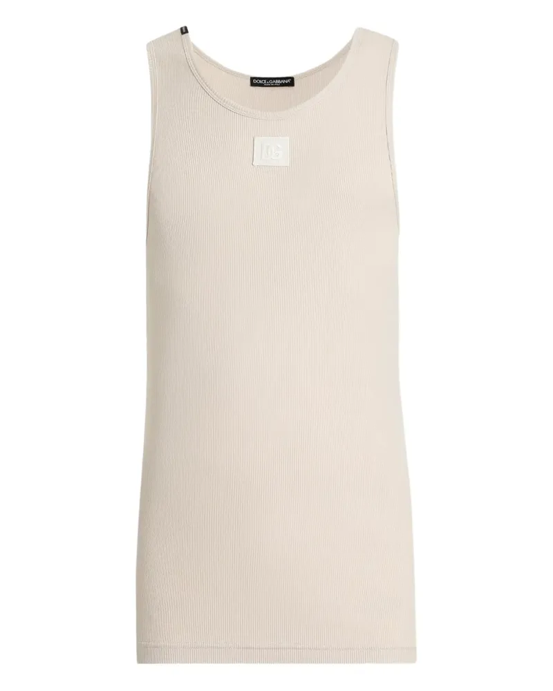 Dolce & Gabbana logo-patch tank top - Nude Nude