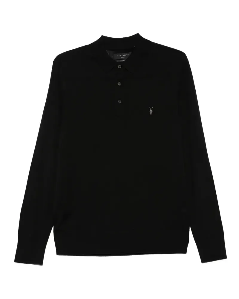 AllSaints logo-embroidered polo shirt - Schwarz Schwarz
