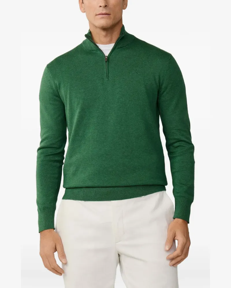 Hackett Bestickter Pullover mit Viertelreißverschluss - Grün Grün