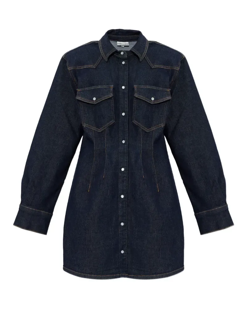 Gestuz long-sleeved chest-pocket mini dress - Blau Blau