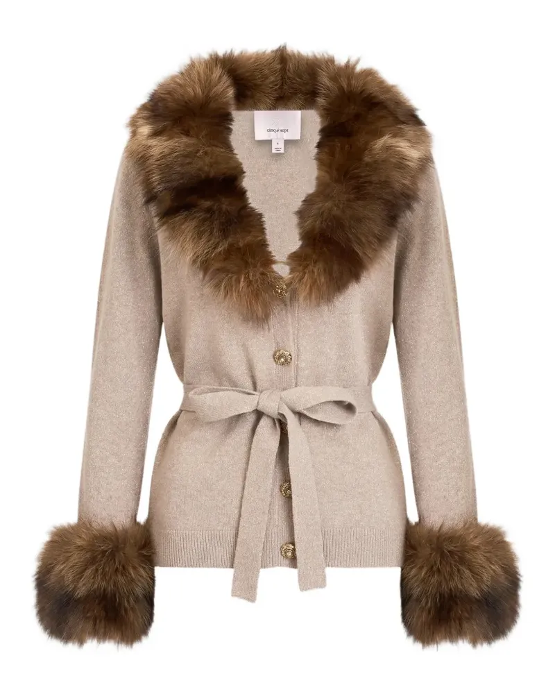 Cinq à Sept Sandy Cardigan mit Faux Fur - Nude Nude