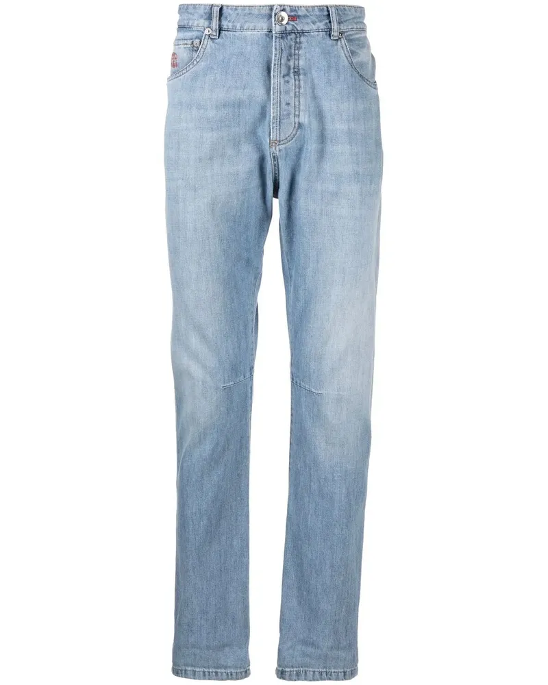 Brunello Cucinelli Halbhohe Tapered-Jeans - Blau Blau