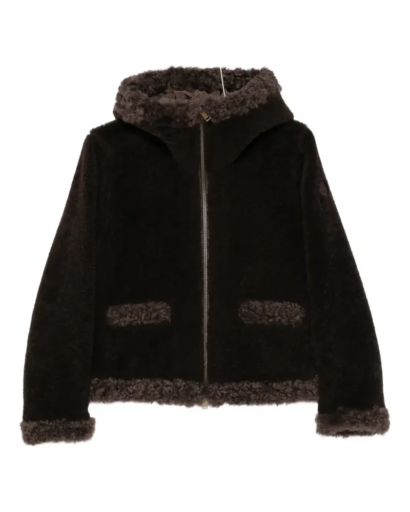 Moncler shearling-trim hooded jacket - Braun Braun