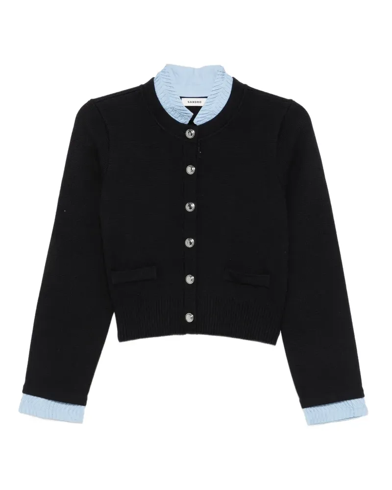 Sandro Cardigan mit Kontrastkragen - Blau Blau