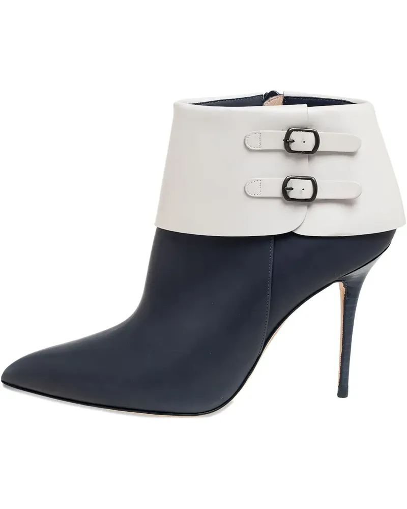Manolo Blahnik Schnürstiefel mit Schnalle 100mm - Blau Blau