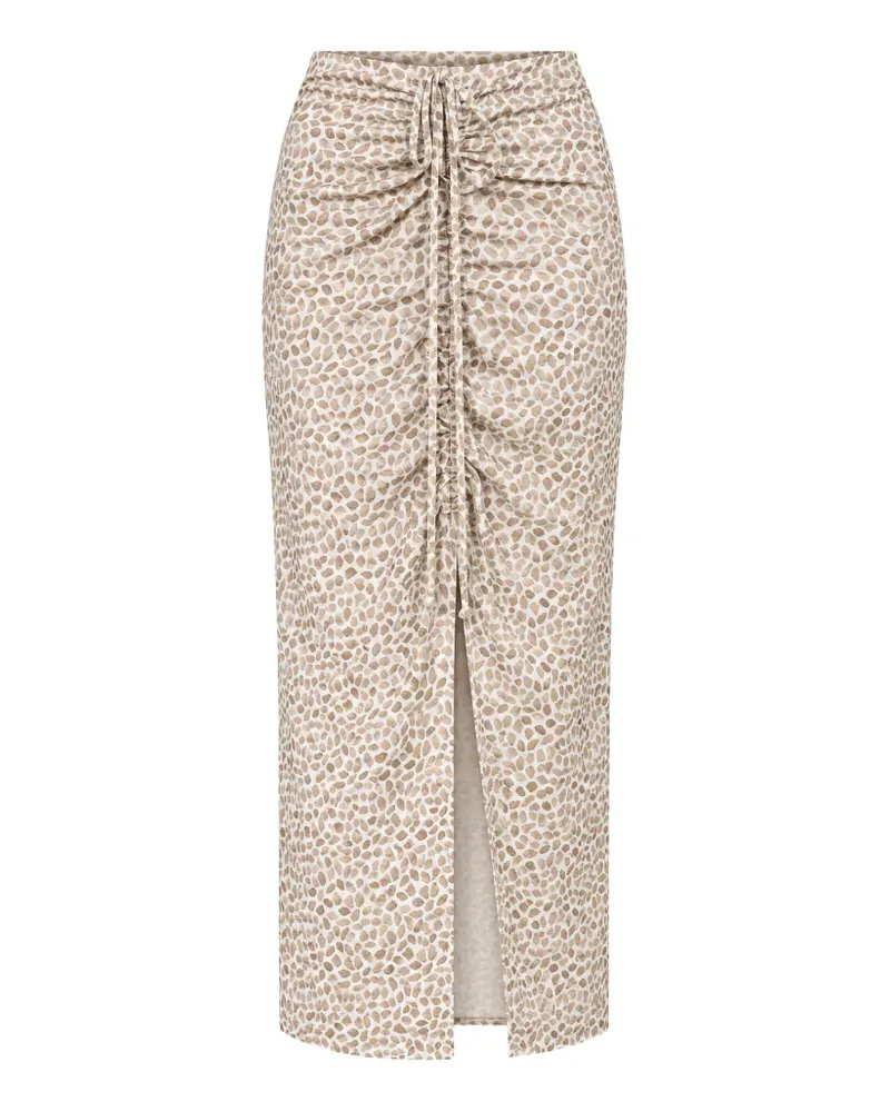 Kaos ruched leopard-print maxi skirt - Nude Nude