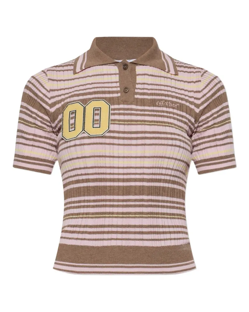 OFF-WHITE striped patch-detail polo shirt - Braun Braun