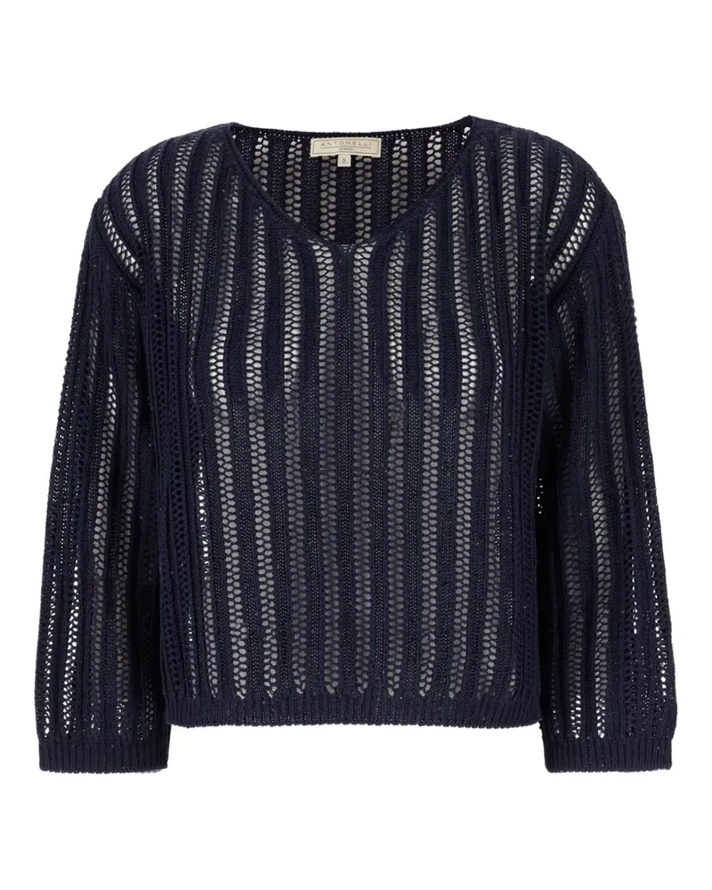 Antonelli Firenze V-neck open knit sweater - Blau Blau
