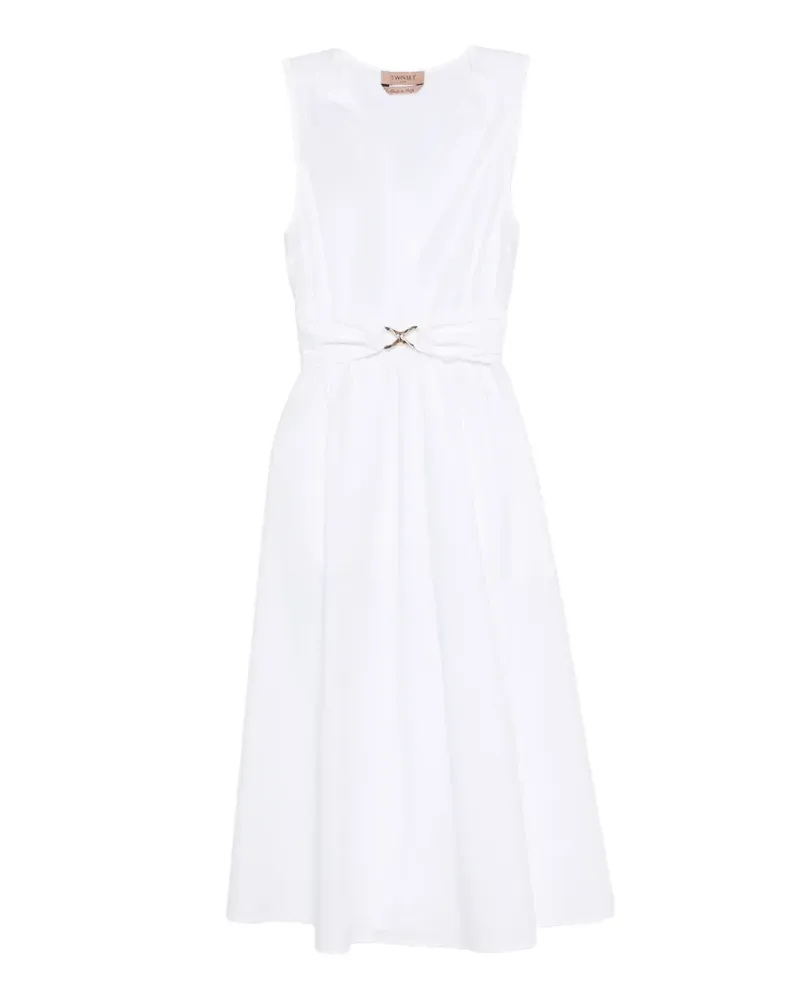 Twin-Set Midikleid mit V-Ausschnitt - Weiß Weiß
