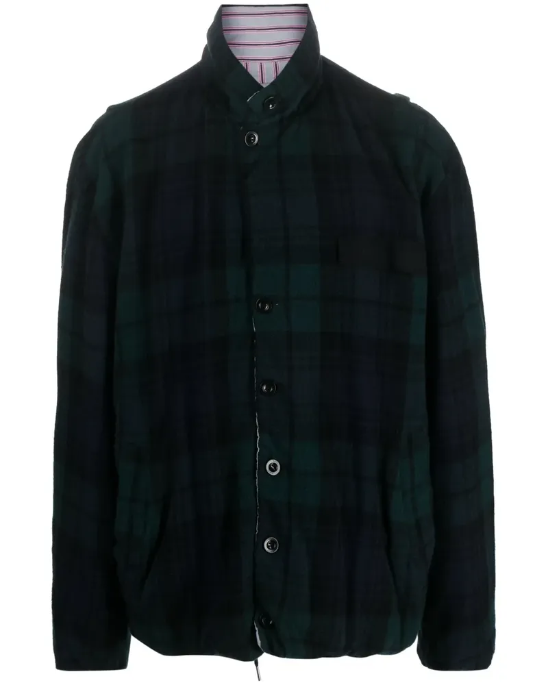 Sacai Wendbare Jacke mit Karo - Grün Grün