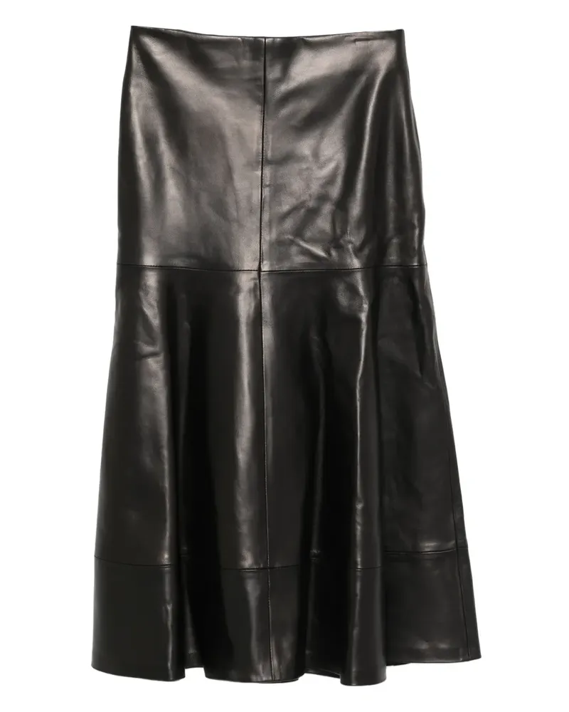 Brandon Maxwell Lederrock mit ausgestelltem Saum - Schwarz Schwarz
