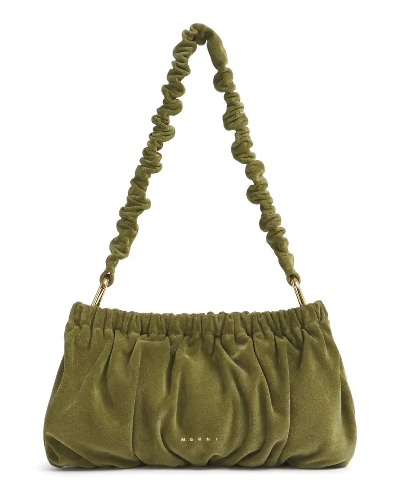 Marni Gerüschte Clutch aus Wildleder - Grün Grün