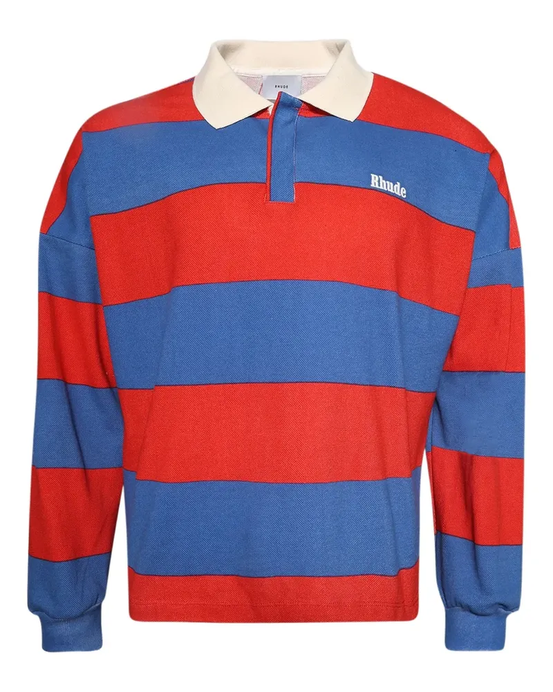 RHUDE Gestreiftes Poloshirt - Rot Rot