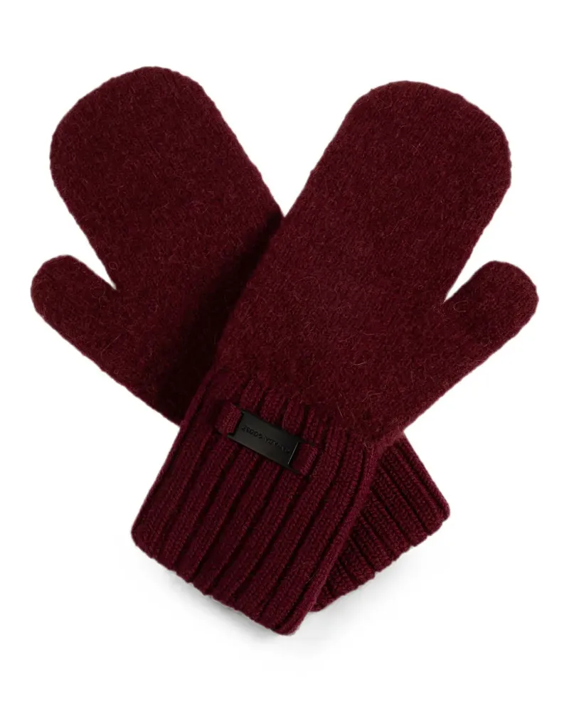 Canada Goose ribbed-knit logo-patch mittens - Rot Rot