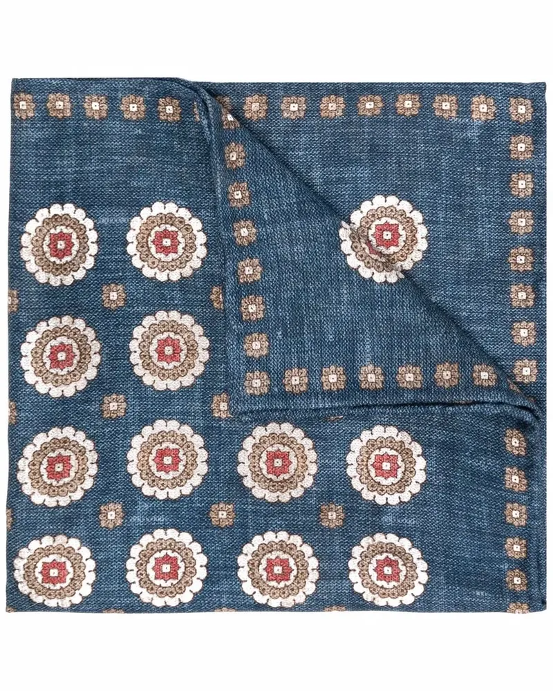 Brunello Cucinelli Gemusterter Seidenschal - Blau Blau