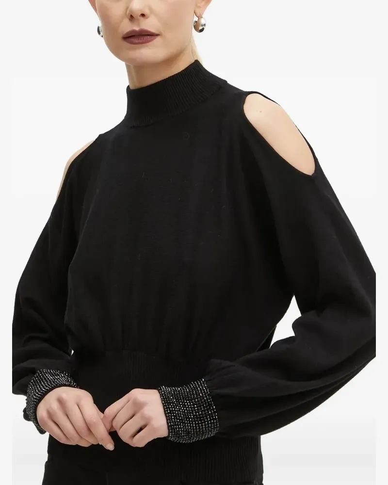 Guess Stehkragen-Pullover mit verzierten Bündchen - Schwarz Schwarz