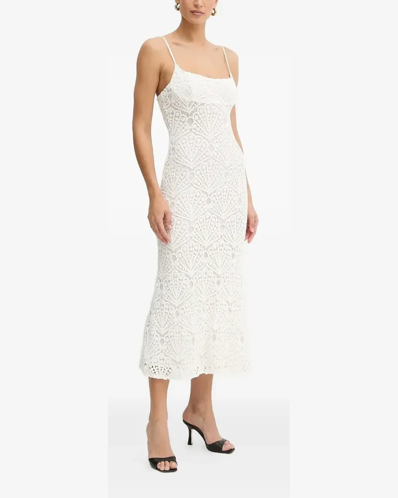 Bardot Midikleid mit Spitzeneinsatz - Weiß Weiß