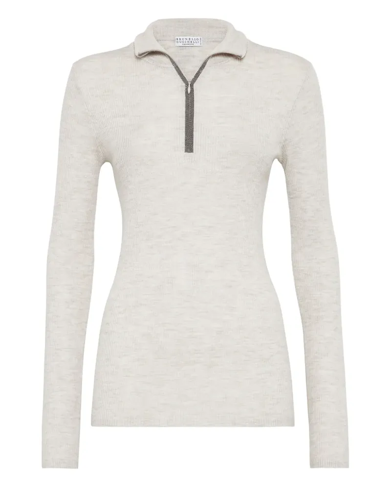 Brunello Cucinelli Pullover mit Reißverschluss - Nude Nude