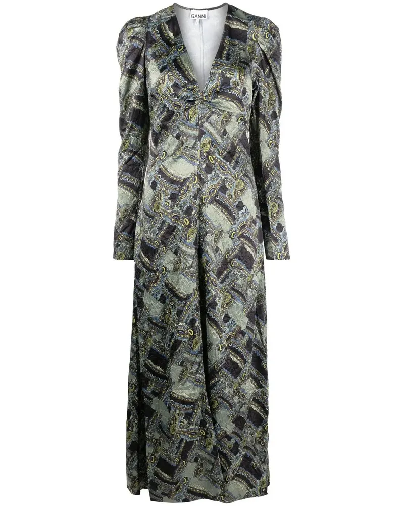 Ganni Maxikleid mit Paisley-Print - Grün Grün