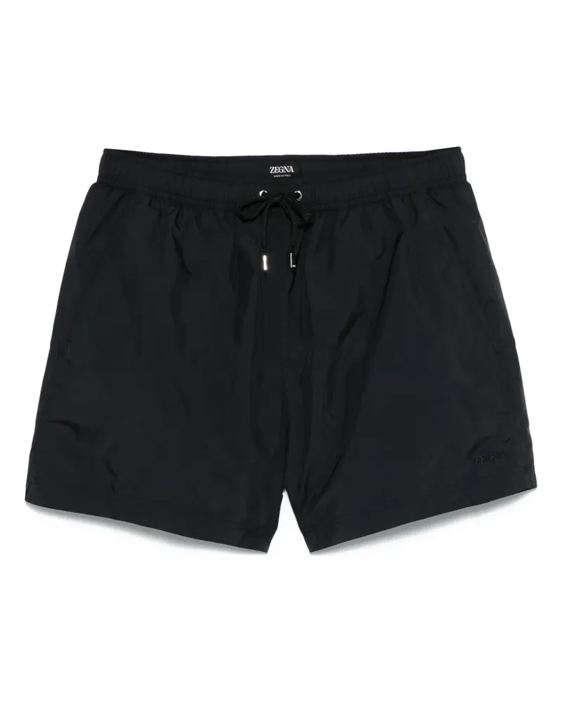 Ermenegildo Zegna Badeshorts mit Logo-Stickerei - Schwarz Schwarz