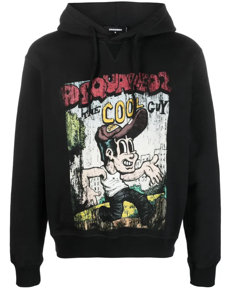 Dsquared2 Hoodie mit Graffiti-Print - Schwarz Schwarz